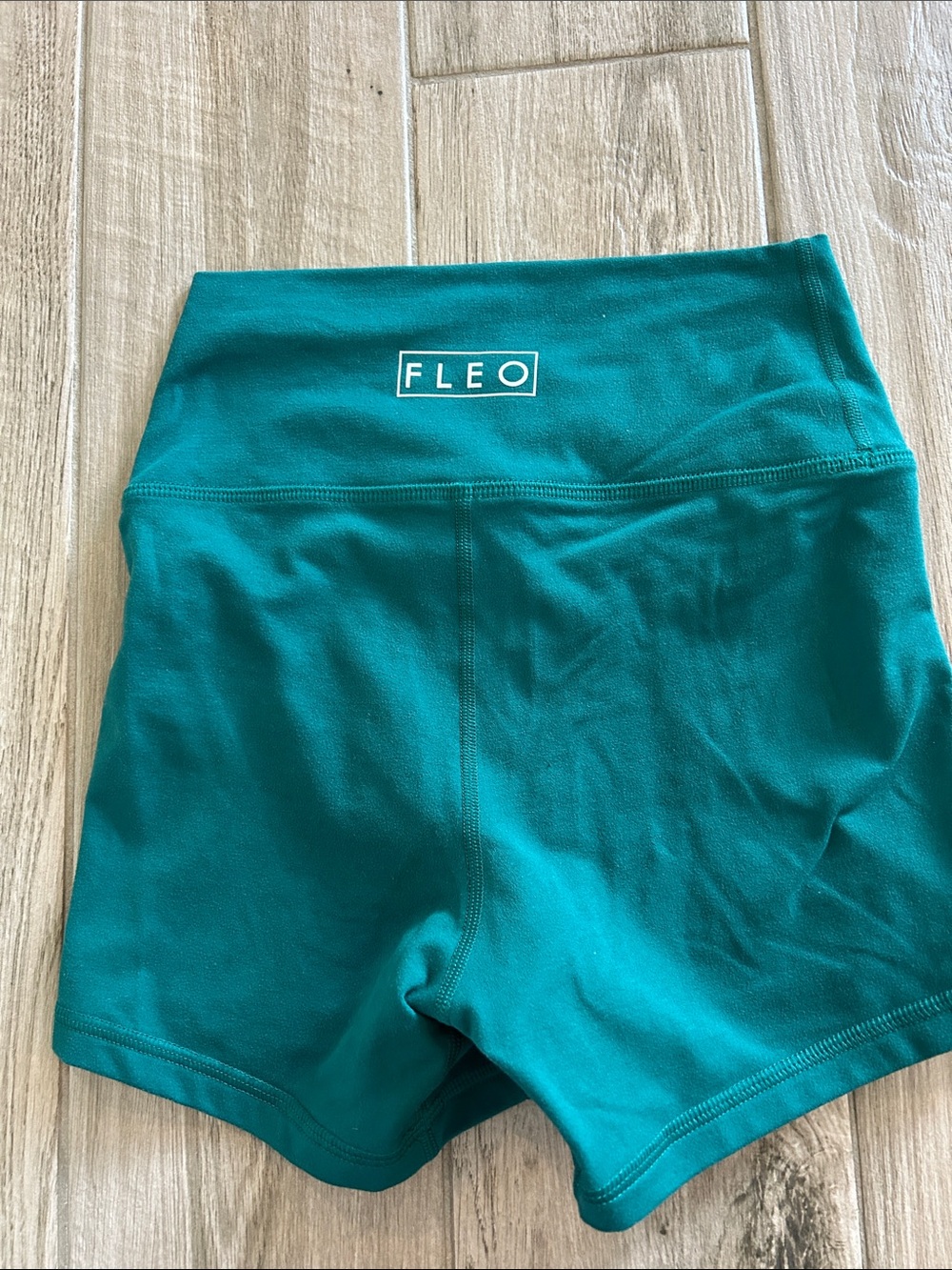 Fleo Women's High-Waist Teal Crossover Waist Athletic Shorts